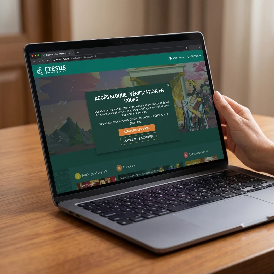 Cresus Casino mon compte - accès bloqué après intervention en 2024